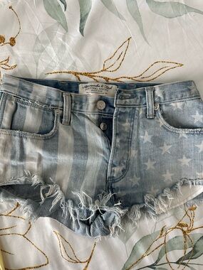 Abercrombie & Fitch Light Blue Star & Stripe Denim Shorts